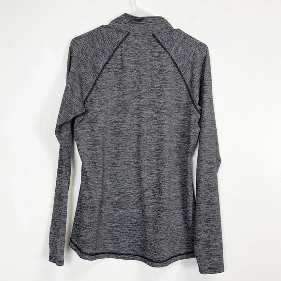 Old Navy Active Shirt Womens Size Large Black Gray Striped Pullover Long Sleeve - Picture 2 of 8